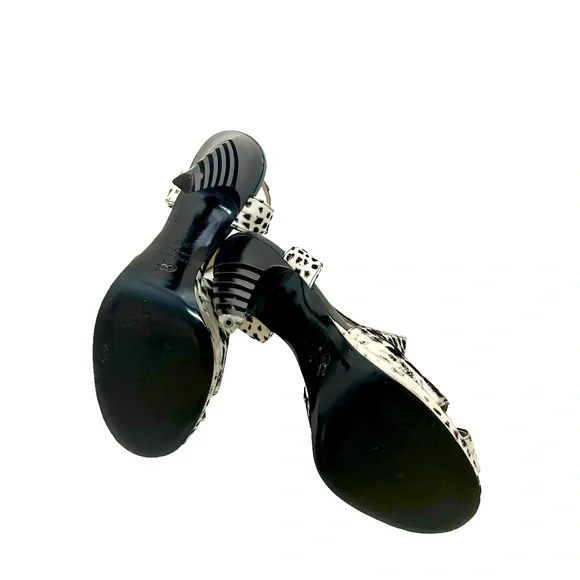 Proenza Schouler Black White Crisscross Strap Peep Toe Fishbone Heels, 38.5=8.5 - Picture 7 of 12